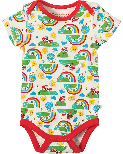 Frugi Short Sleeves Bodysuits, Pack of 3, Happy Days - 100% organic cotton Short Sleeves Bodies