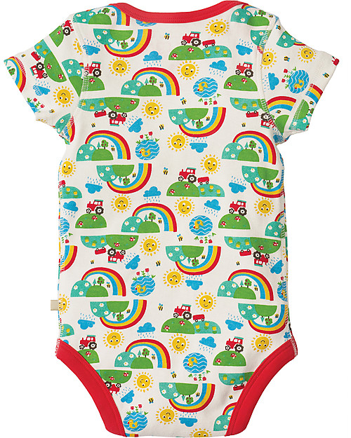 Frugi Short Sleeves Bodysuits, Pack of 3, Happy Days - 100% organic cotton Short Sleeves Bodies