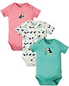 Frugi Short Sleeves Bodysuits, Pack of 3, Puffins - 100% organic cotton Short Sleeves Bodies