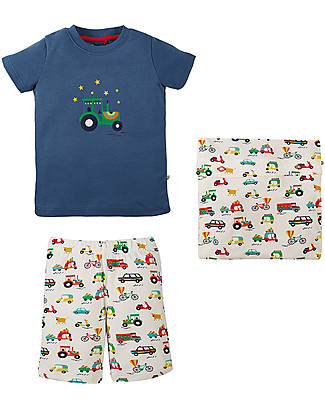 Frugi Snoozy Pack Baby Pyjama - Indian Ink/Car - 100% Organic Cotton Pyjamas