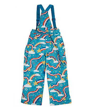 Frugi Snow and Ski Salopettes - Blue Rainbow Nights Dungarees