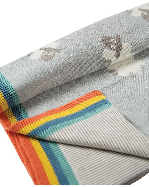 Frugi Snug as a Bug Blanket, Little Lambs - 100% Organic Cotton Muslin Swaddle