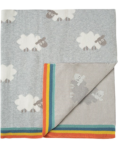 Frugi Snug as a Bug Blanket, Little Lambs - 100% Organic Cotton Muslin Swaddle