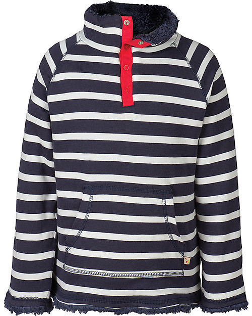 Frugi Snuggle Fleece, Navy Mid Breton - 100% organic cotton Sweatshirts
