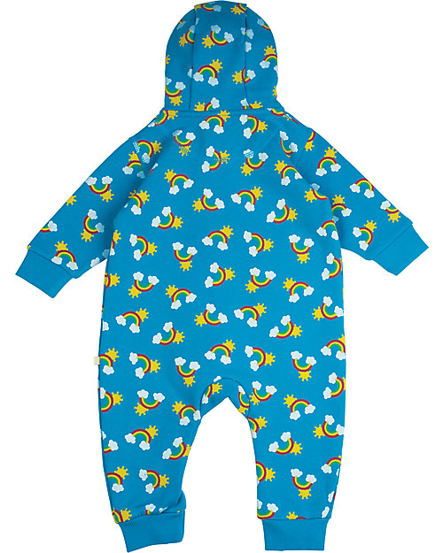 Frugi Snuggle Suit with Hood, Rainbow Days - 100% organic brush back cotton Babygrows