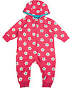 Frugi Snuggle Suit with Hood, Raspberry/Daisy - 100% organic brush back cotton Babygrows