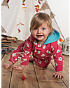 Frugi Snuggle Suit with Hood, Raspberry/Daisy - 100% organic brush back cotton Babygrows