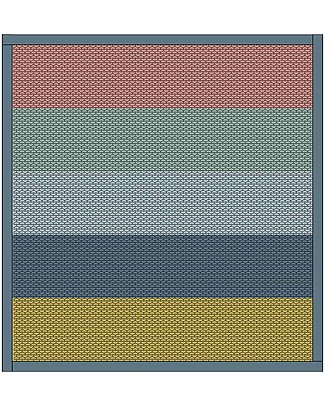 Frugi Snuggle Up Blanket - Blue Rainbow Stripe Muslin Swaddle