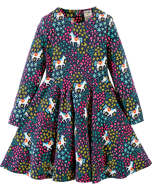 Frugi Sofia Skater Dress, Carousel Horses - Elasticated organic cotton Dresses_