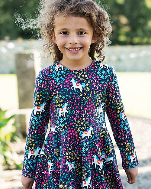 Frugi Sofia Skater Dress, Carousel Horses - Elasticated organic cotton Dresses_