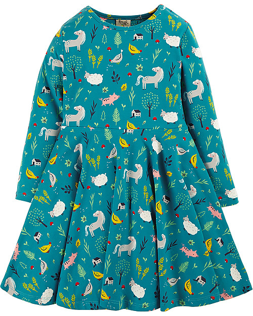 Frugi Sofia Skater Dress - Farmyard - Elasticated organic cotton Dresses_