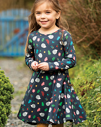 Frugi Sofia Skater Dress - Hedgehog - Elasticated organic cotton Dresses