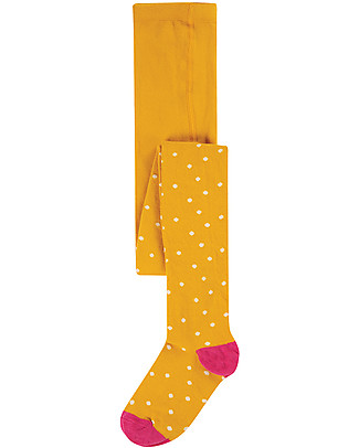 Frugi Soft and Cosy Norah Tights - Bumble Bee Spot - Organic Cotton Tights