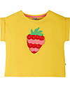 Frugi Sophia Slub Jersey T-shirt - Yellow / Strawberry - Rolled Sleeve - Organic Cotton T-shirts