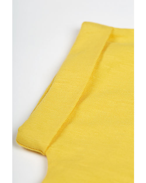 Frugi Sophia Slub Jersey T-shirt - Yellow / Strawberry - Rolled Sleeve - Organic Cotton T-shirts