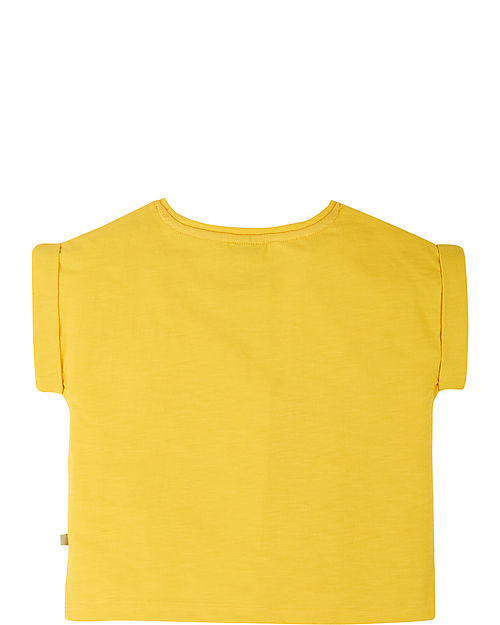 Frugi Sophia Slub Jersey T-shirt - Yellow / Strawberry - Rolled Sleeve - Organic Cotton T-shirts