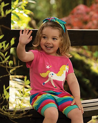 Frugi Sophia Slub T-shirt - Flamingo/Unicorn - 100% organic cotton Evening Tops