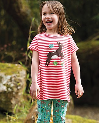 Frugi Sophie Applique Top - Watermelon Stripe/Deer - 100% organic cotton T-Shirts And Vests