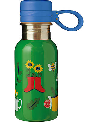 Frugi Splish Splash Steel Bottle - Garden - 400 ml - The National Trust Collaboration! Metal Bottles