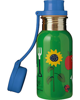Frugi Splish Splash Steel Bottle - Garden - 400 ml - The National Trust Collaboration! Metal Bottles