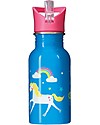 Frugi Splish Splash Steel Bottle - Motosu Blue/Unicorn - 400ml Non-Thermal Water Bottles