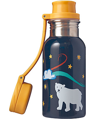 Frugi Splish Splash Steel Bottle - Polar Bear- 400 ml Metal Bottles