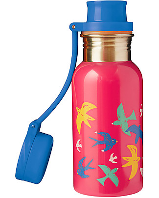 Frugi Splish Splash Steel Bottle - Watermelon/Bird- 400 ml Metal Bottles