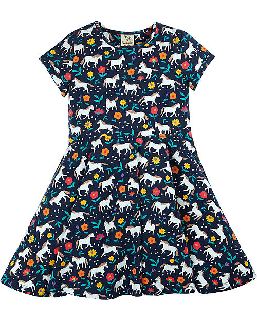 Frugi Spring Skater Dress - Indigo - Wild Horses - Organic Cotton Dresses_