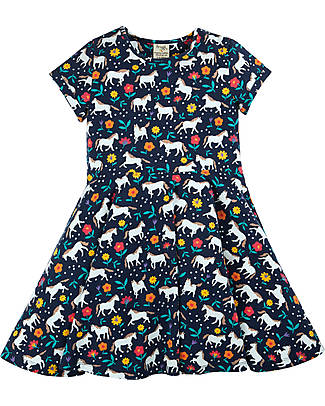 Frugi Spring Skater Dress - Indigo - Wild Horses - Organic Cotton Dresses_