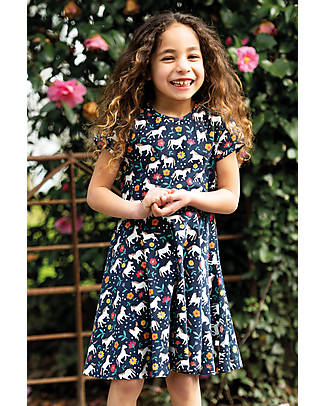 Frugi Spring Skater Dress - Indigo - Wild Horses - Organic Cotton Dresses_