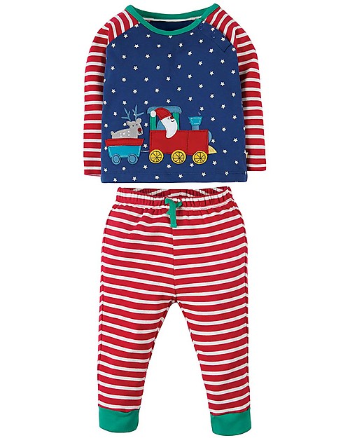 Frugi Stargaze Pyjamas, Twilight Sky/Train - 100% organic cotton Pyjamas