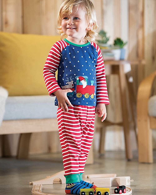 Frugi Stargaze Pyjamas, Twilight Sky/Train - 100% organic cotton Pyjamas
