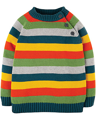 Frugi Storm Knitted Jumper - Rainbow Stripe - Organic Cotton Jumpers