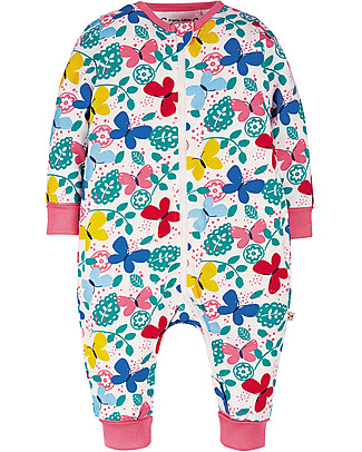 Frugi Summer Zip Babygrow - Mini Butterflies - Organic Cotton Rompers