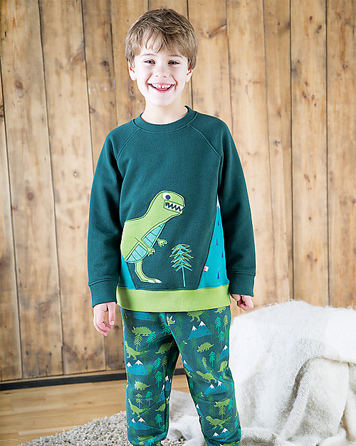 Frugi Summit Sweatshirt, Fir Tree/Dino - 100% organic cotton Jumpers