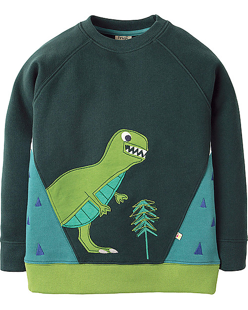 Frugi Summit Sweatshirt, Fir Tree/Dino - 100% organic cotton Jumpers