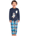 Frugi Super PJs - Navy Blue Top with Astronaut applique & Check Pants - 100% organic cotton Pyjamas