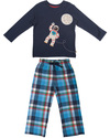 Frugi Super PJs - Navy Blue Top with Astronaut applique & Check Pants - 100% organic cotton Pyjamas