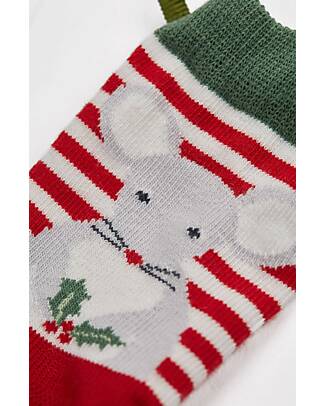 Frugi Super Socks in a Bag - True Red Stripe/Mouse Tights