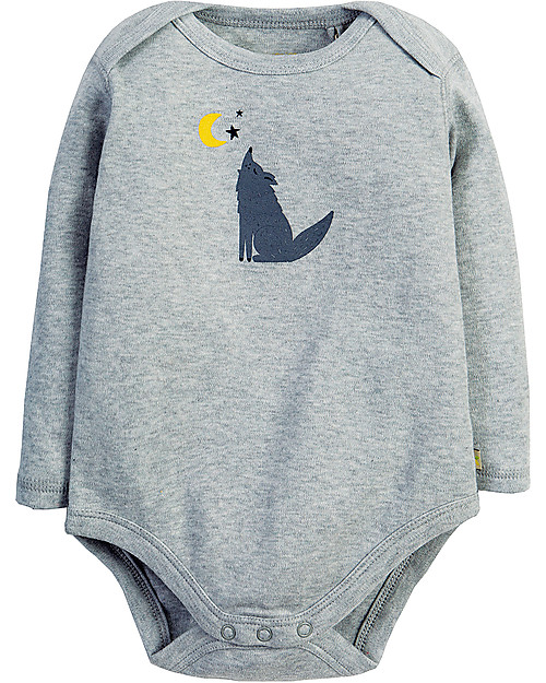 Frugi Super Special 3-Pack Bodysuits, Wolf - 100% organic cotton Long Sleeves Bodies