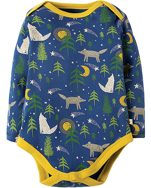 Frugi Super Special 3-Pack Bodysuits, Wolf - 100% organic cotton Long Sleeves Bodies