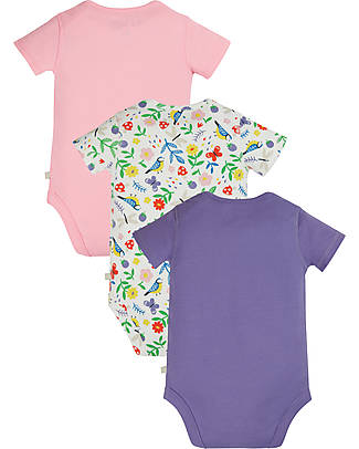 Frugi Super Special 3-Pack Short Sleeves Bodysuits - Hedgerow - 100% GOTS Organic Cotton Interlock Short Sleeves Bodies