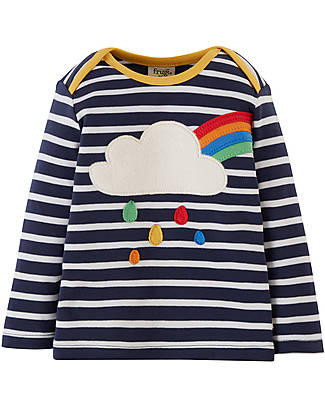 Frugi Switch Bobby Applique Top - Indigo Breton & Rainbow - Chase the Rainbow - Organic Cotton Long Sleeves Tops