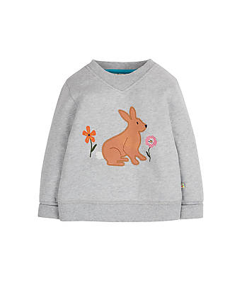 Frugi Switch Easy On Jumper - Grey Marl - Rabbit - Pollinators - 100% Organic Cotton Sweatshirts