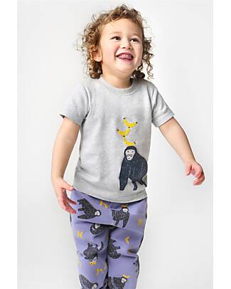 Frugi Switch Snuggle Crawlers with Monkey - Lilac -Organic Cotton Trousers