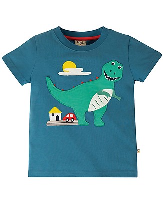 Frugi T-shirt Carsen - Steely Blue/Dino - 100% organic cotton T-Shirts And Vests
