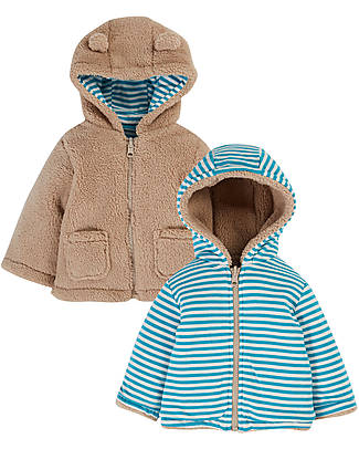 Frugi Ted Fleece Reversible Jacket - Twig/Camper Breton Jackets