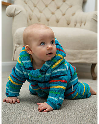 Frugi Ted Fleece Snuggle Suit - Rainbow Stripe Snowsuits