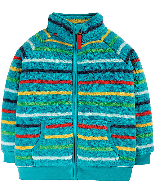 Frugi Ted Fleece Zip Up - Rainbow Stripes - Eco-friendly and Super Soft! Jackets