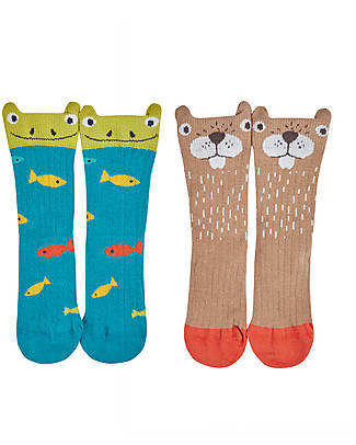 Frugi The National Trust Character Socks - Pack of 2 - Frog - Organic Cotton Socks
